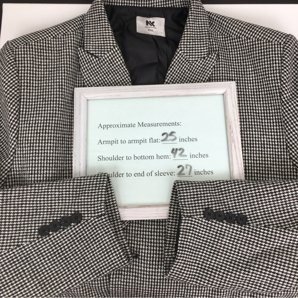 Women’s Houndstooth Wool Blend Coat Black White Double Breasted Size XXXL - Picture 13 of 13